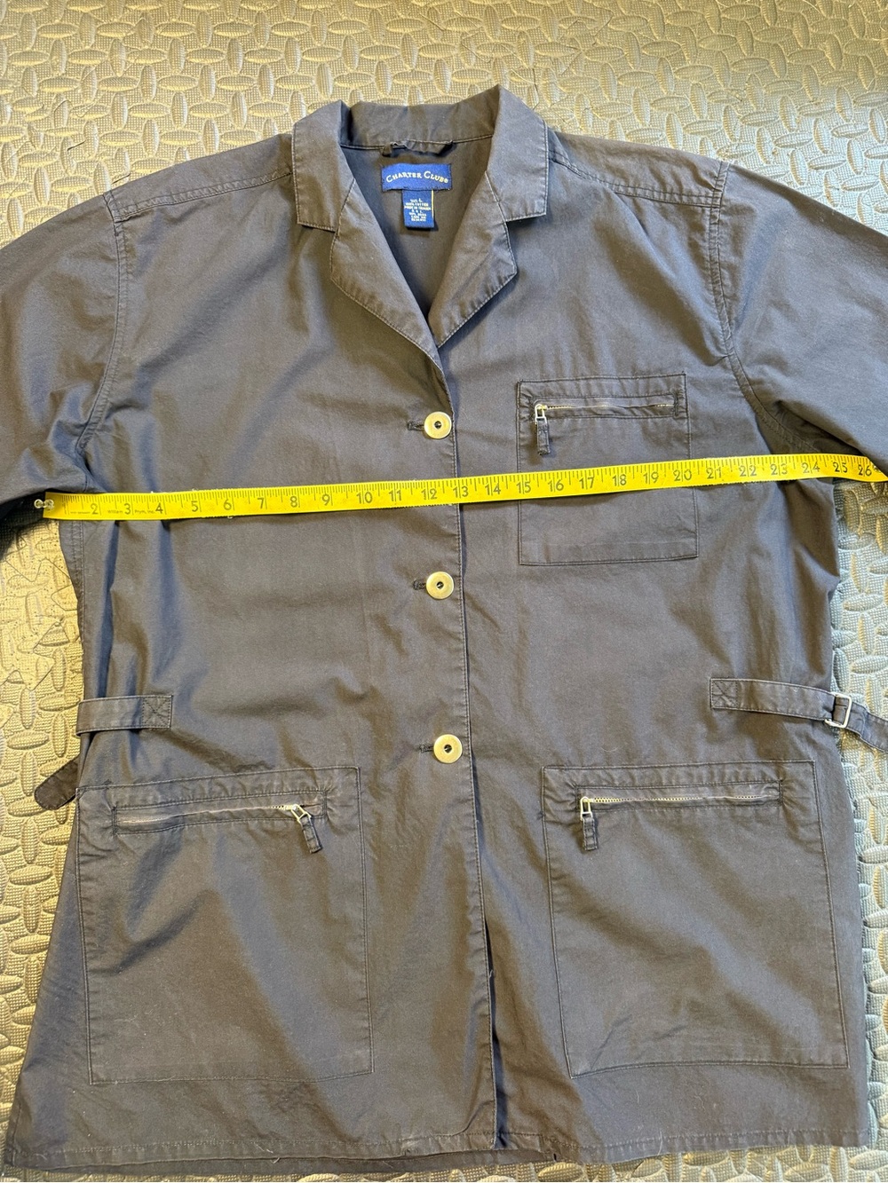 Charter Club Charcoal Professional Utility Cotton Jacket With Zip Pockets Size L - Picture 8 of 11